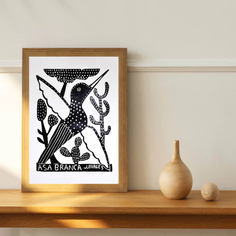 Asa Branca * Xilogravura assinada * J. Borges * A3 - comprar online