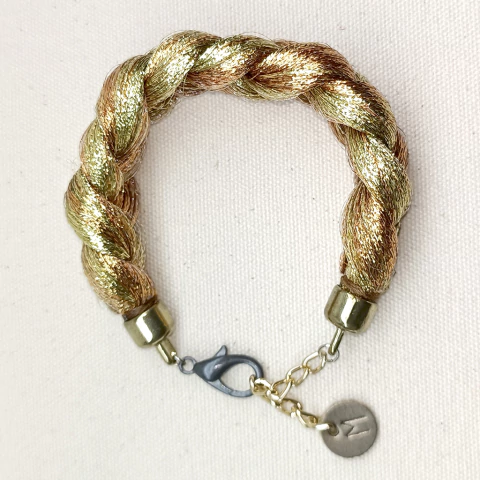 Pulseira Trançada com mix de Fios de Lurex Reutilizados na cor cobre / ouro - estúdio marcha - comprar online