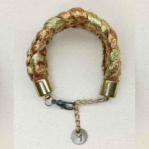 Pulseira multi Tranças com mix de Fios de Lurex Reutilizados na cor cobre / ouro - estúdio marcha - comprar online