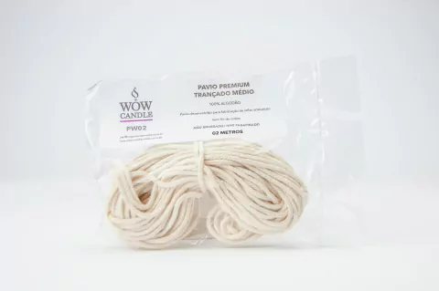 Pavio trançado médio sem parafina