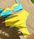 Hotpants Santa Bárbara dupla face - turquesa / amarelo - Amara Praia