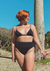 Hotpants Ilhéus dupla face - poá listras / preto - Amara Praia