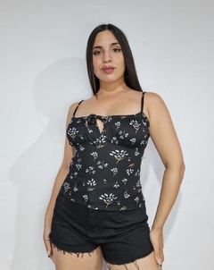 Top tiras flores - Edna Modas