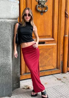 Pollera morley capri liso c-tajo lateral #789 - comprar online