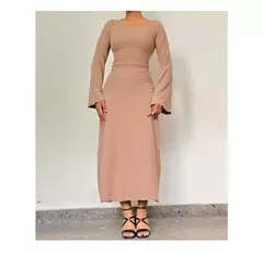 Vestido corset largo BEIGE/MARRON - comprar online