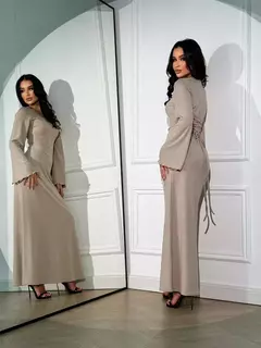 Vestido corset largo BEIGE/MARRON