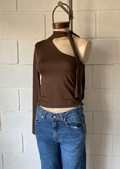 Imagen de Remera Modal soft 1 hombro c-manga y cuello c-tiras p-atar #1025-3