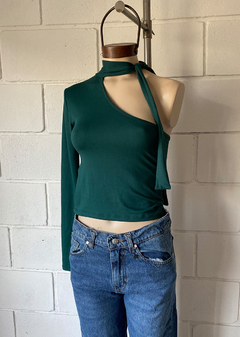 Remera Modal soft 1 hombro c-manga y cuello c-tiras p-atar #1025-3