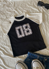 Remera m-corta combi ranglan estampa “08”#1027-E