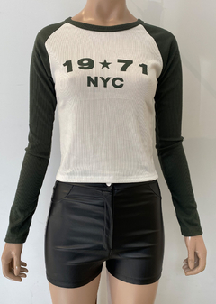 Remera m-larga combi ranglan estampada «1971» #1027-3 en internet
