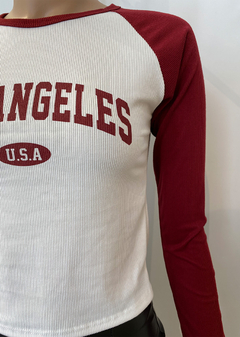 Imagen de Remera m-larga combi ranglan estampada «Los Angeles» #1027-3