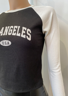 Remera m-larga combi ranglan estampada «Los Angeles» #1027-3 - comprar online