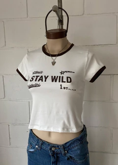 Remera modal soft estampado c-guía combi “Stay Wild” #1050 en internet