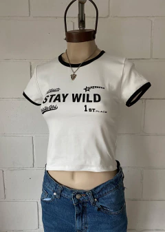 Remera modal soft estampado c-guía combi “Stay Wild” #1050 - Edna Modas