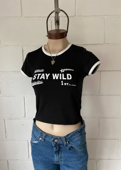 Remera modal soft estampado c-guía combi “Stay Wild” #1050 - tienda online
