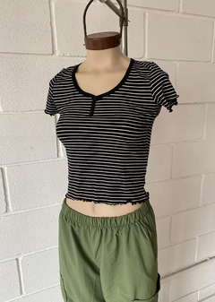 Remera morley rayado rulote con 3 botones #1097/R en internet