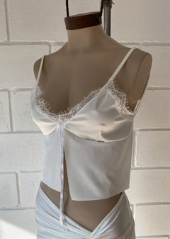 Top tricot puntillas c-cintabb p-atar y espalda c-elástico ancho en internet