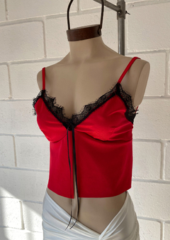 Top tricot puntillas c-cintabb p-atar y espalda c-elástico ancho - tienda online