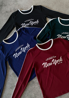 Remera modal soft m-larga estampado guía combi #1500-3 «New York» - comprar online