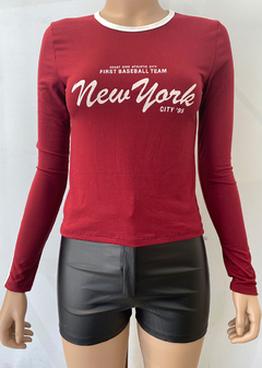Imagen de Remera modal soft m-larga estampado guía combi #1500-3 «New York»