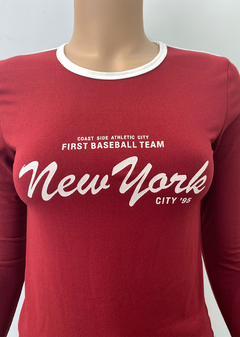Remera modal soft m-larga estampado guía combi #1500-3 «New York» - comprar online