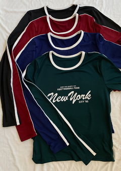 Remera modal soft m-larga estampado guía combi #1500-3 «New York» - Edna Modas