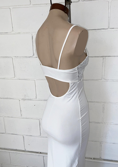 Vestido microfibra pecho lentejuelas y espalda media luna #219-3 - comprar online