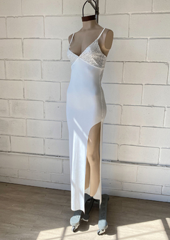 Vestido microfibra pecho lentejuelas y espalda media luna #219-3 - comprar online