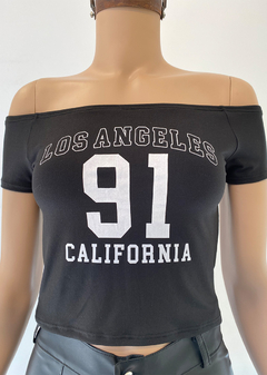 Remera modal soft hombro descubierto 2 tiras m-corta #2234-E «Los angeles»