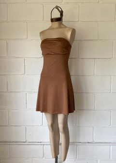 Vestido micro strass straples c-laterales fruncido y evase #245-S - tienda online