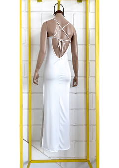 Vestido microfibra cabado y frente y espalda c-tajo abierto #273-3 - comprar online