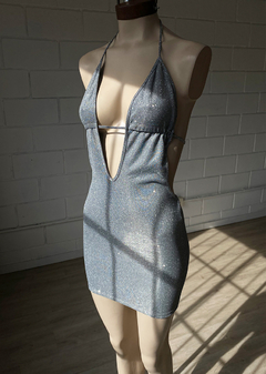 Vestido Crep Gliter Marylin escote profundo p-fruncir y atar #327-CG - comprar online