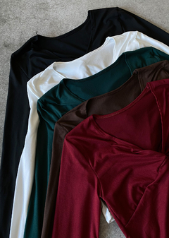 Remera modal soft m-larga cruzada y abierto #3844-3 en internet