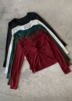 Remera modal soft m-larga cruzada y abierto #3844-3