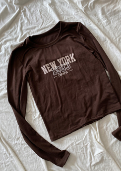 Remera modal soft m-larga estampado «NY 1983 «Cheerful»» #4033-3E - comprar online