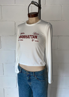 Remera modal soft m-larga estampado «Manhattan 5th ave»» #4033-3E en internet