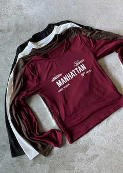Remera modal soft m-larga estampado «Manhattan 5th ave»» #4033-3E