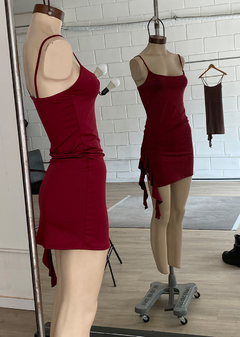Vestido microfibra tajo lateral c-volado #411 - comprar online