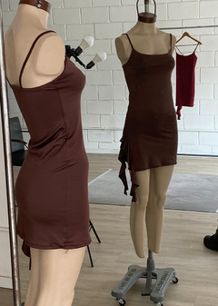 Vestido microfibra tajo lateral c-volado #411