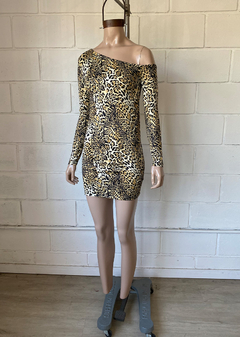 Vestido modal soft animal print m-larga 1hombro caído #478-P - comprar online