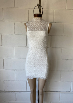 Vestido encaje Guipiur elastizado cuello Perkins s-manga #488 en internet
