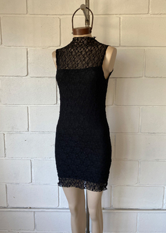 Vestido encaje Guipiur elastizado cuello Perkins s-manga #488 - Edna Modas