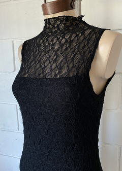 Vestido encaje Guipiur elastizado cuello Perkins s-manga #488 - tienda online