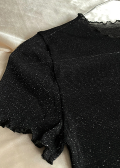 Remera tull lurex con rulote m-c #4900 - Edna Modas