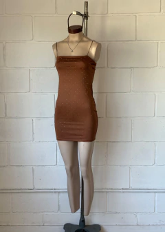 Vestido micro strass c-tiras cordón elástico #492-S - comprar online