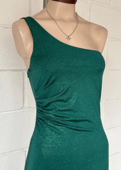 Vestido ity Gliter 1hombro c-tiras y frunce lateral #530-G