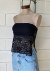 Top encaje strapless frunce y tajos laterales #5337/E