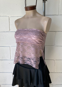 Top encaje strapless frunce y tajos laterales #5337/E en internet