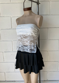 Top encaje strapless frunce y tajos laterales #5337/E - comprar online