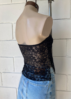 Top encaje strapless frunce y tajos laterales #5337/E - tienda online
